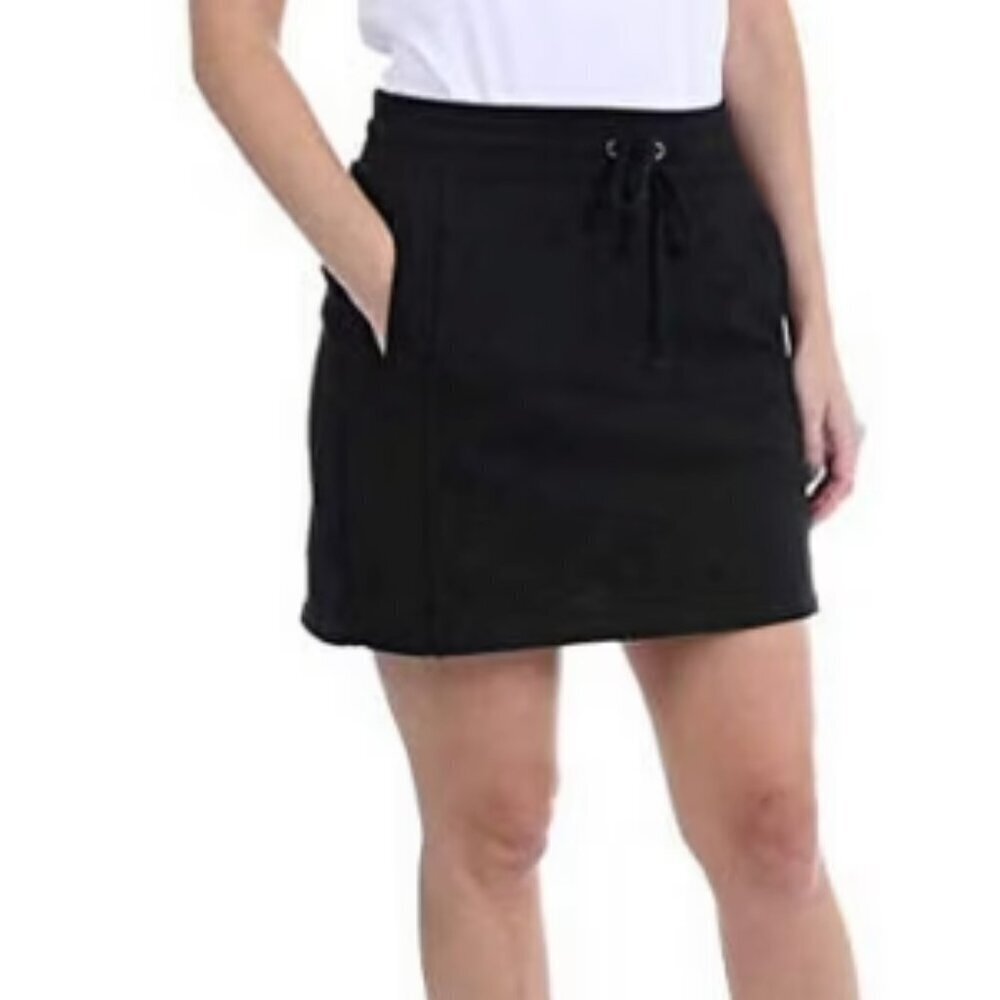 Jones New York Women's Size Medium Skort Sweat Skirt Black Pockets Cotton Blend